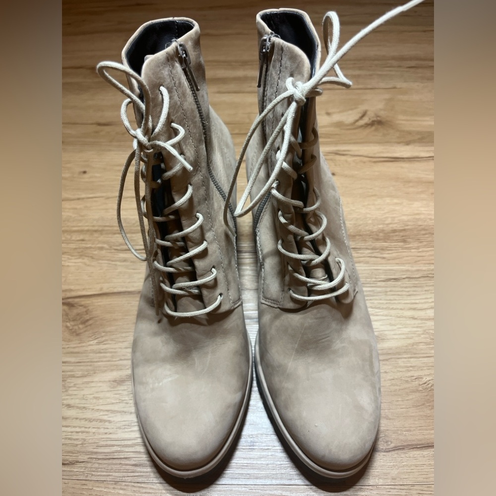 Paul Green New Leather Lace-Up Ankle Boots Taupe EU 40 US 8.5–9 Made in Austria
